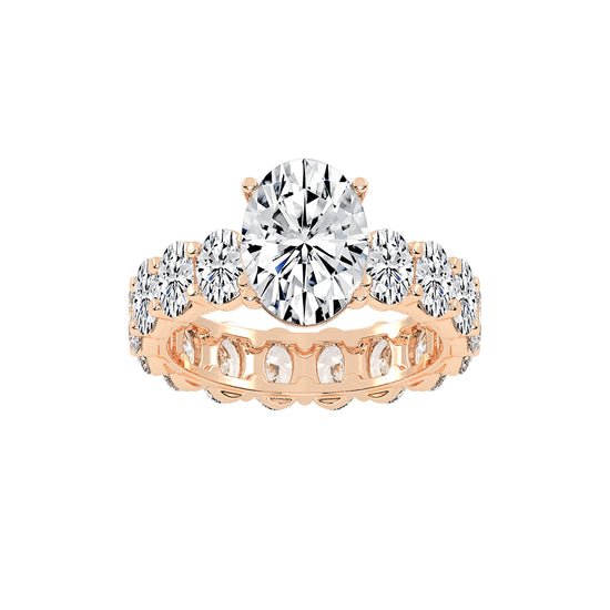 Diameer Oval Cut Side Stone Lab Diamond Ring