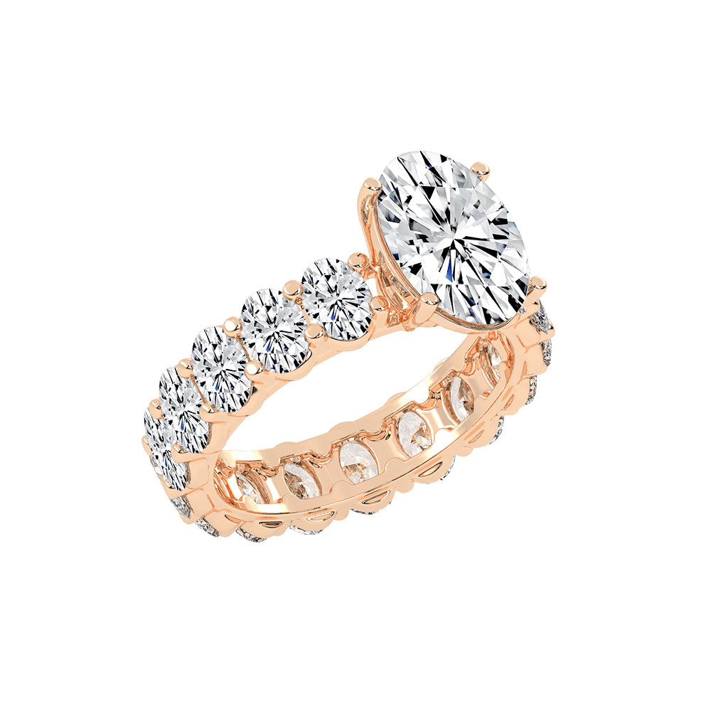 Diameer Oval Cut Side Stone Lab Diamond Ring