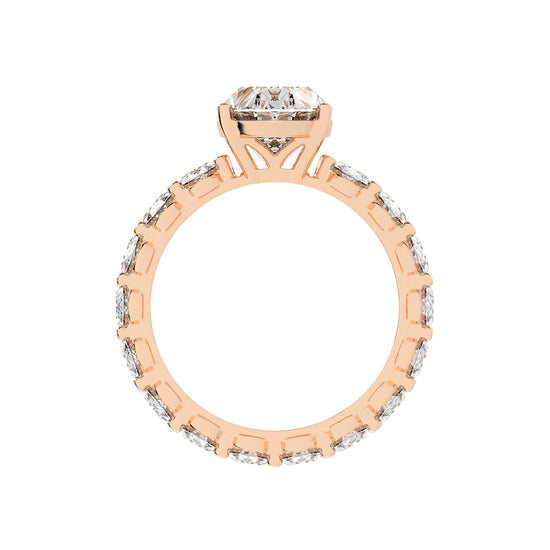 Diameer Oval Cut Side Stone Lab Diamond Ring