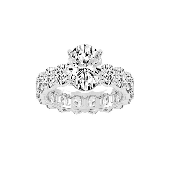Diameer Oval Cut Side Stone Lab Diamond Ring
