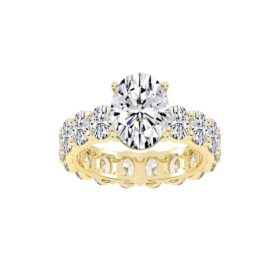 Diameer Oval Cut Side Stone Lab Diamond Ring