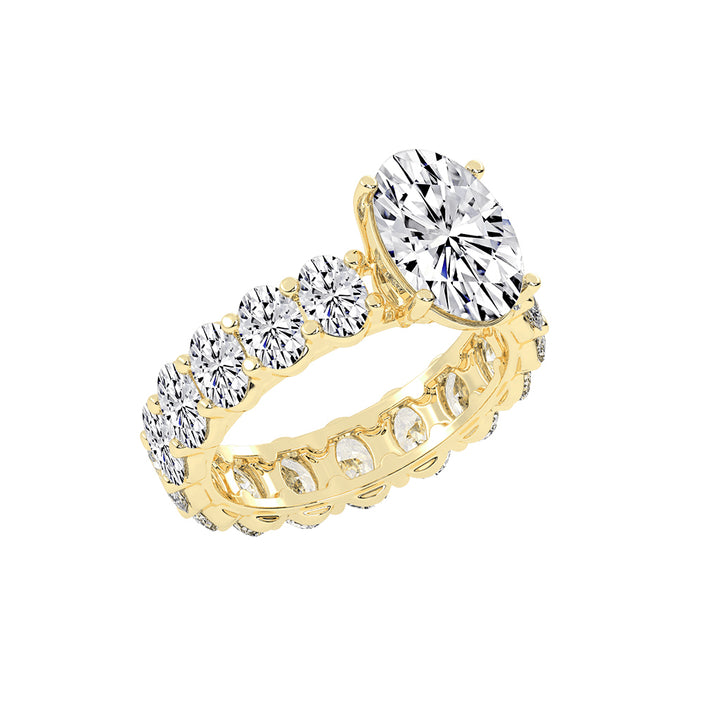 Diameer Oval Cut Side Stone Lab Diamond Ring