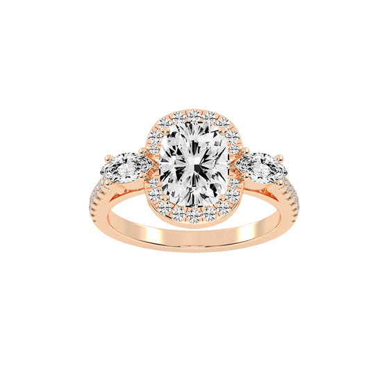 Halitira Cushion Cut Halo Lab Diamond Ring