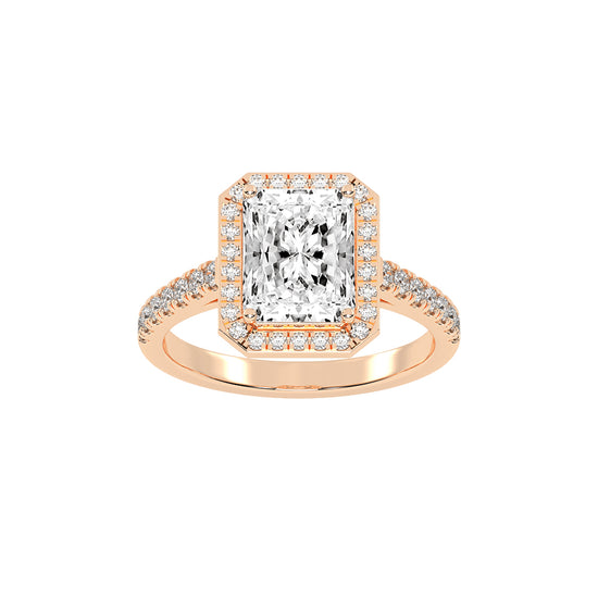 Haliqueva Radiant Cut Halo Lab Diamond Ring