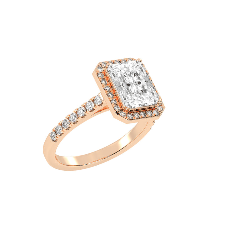 Haliqueva Radiant Cut Halo Lab Diamond Ring