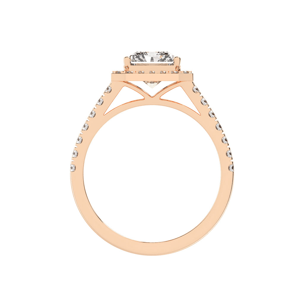 Haliqueva Radiant Cut Halo Lab Diamond Ring