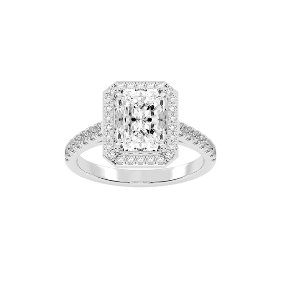 Haliqueva Radiant Cut Halo Lab Diamond Ring