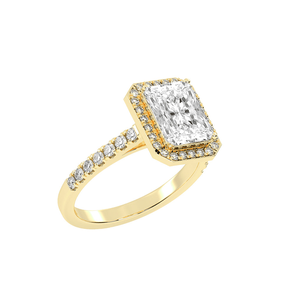 Haliqueva Radiant Cut Halo Lab Diamond Ring