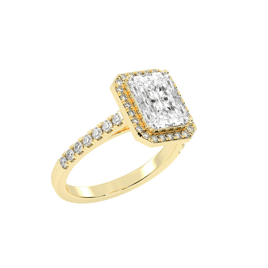 Haliqueva Radiant Cut Halo Lab Diamond Ring