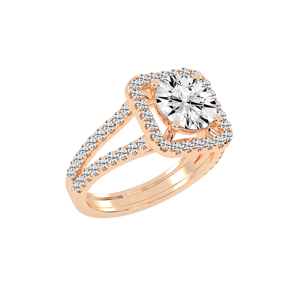 Elegiance Split Shank Round Cut Classic Lab Diamond Ring
