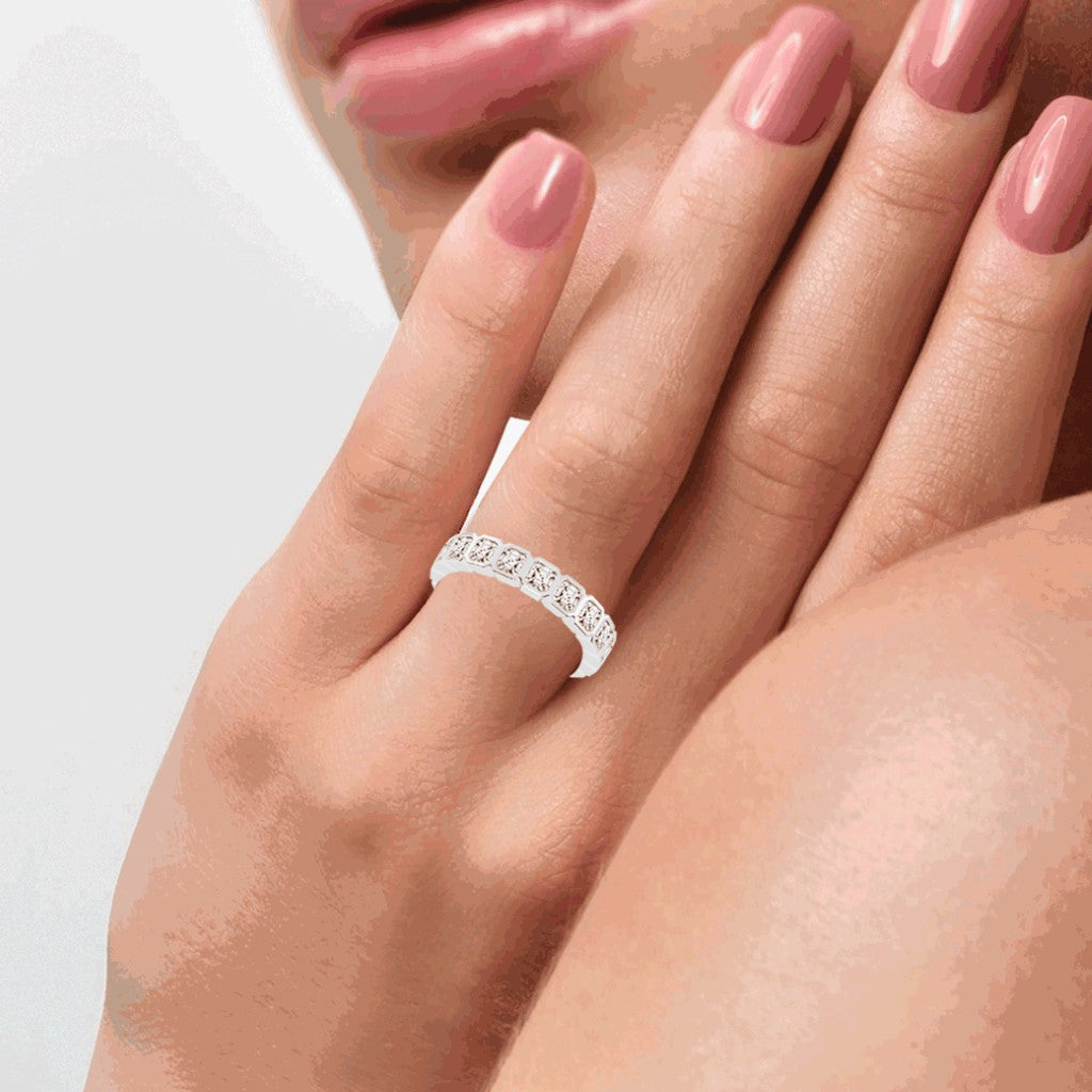 Florene Asscher Cut Bezel Eternity Lab Diamond Ring