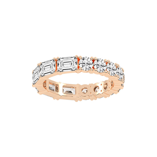 Zeloria Emerald & Round Cut Eternity Lab Diamond Ring