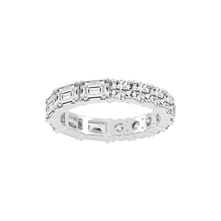 Zeloria Emerald & Round Cut Eternity Lab Diamond Ring