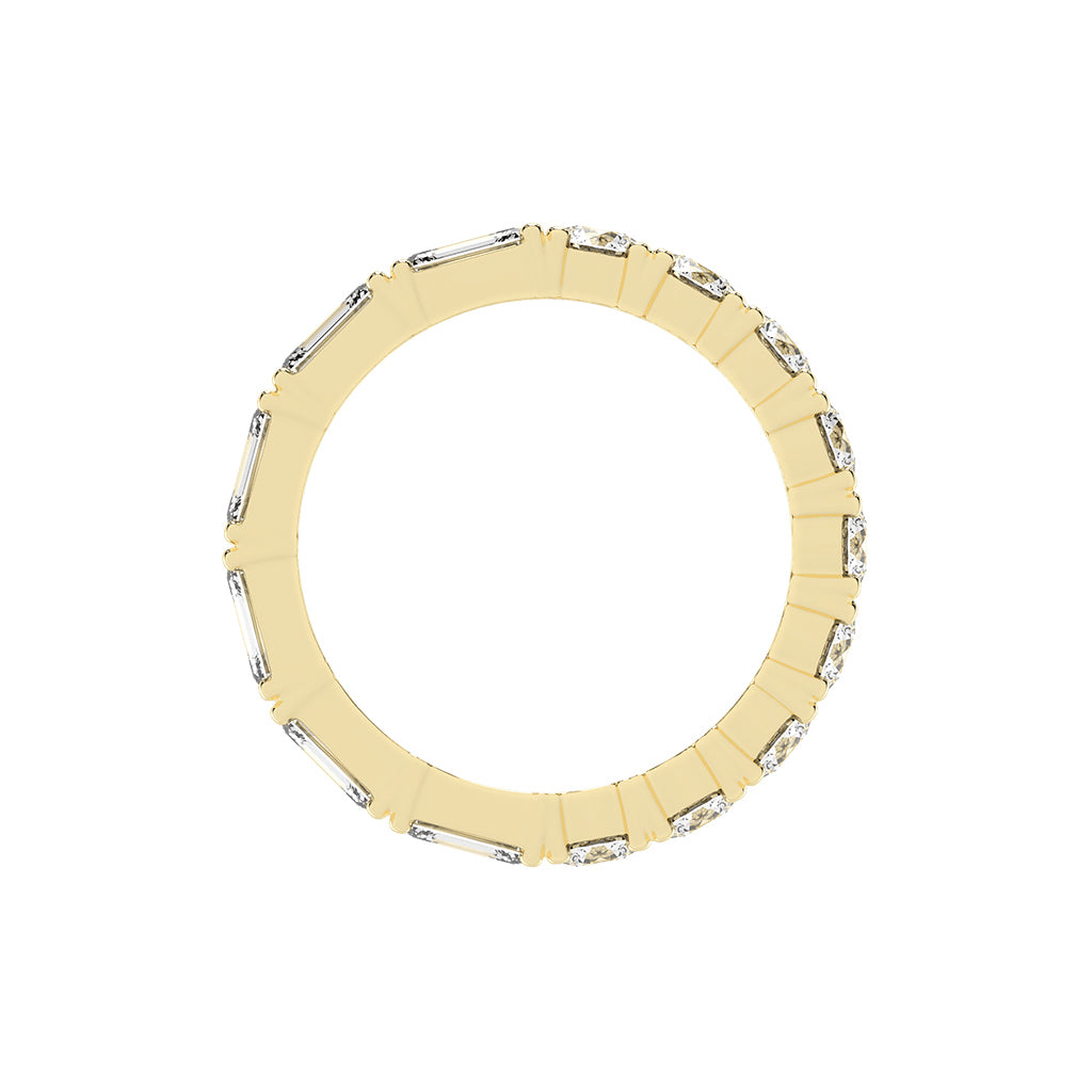 Zeloria Emerald & Round Cut Eternity Lab Diamond Ring