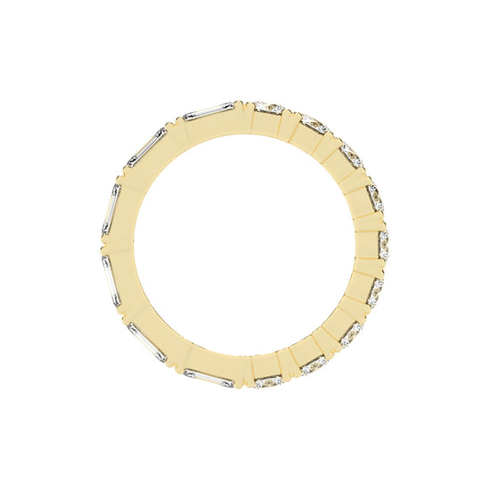 Zeloria Emerald & Round Cut Eternity Lab Diamond Ring