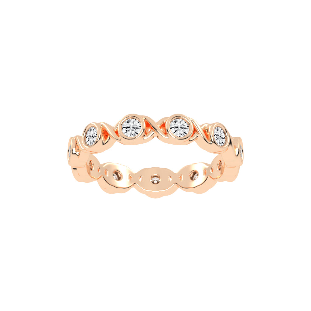 Birthstone Criss Cross Round Cut Eternity Lab Diamond Ring