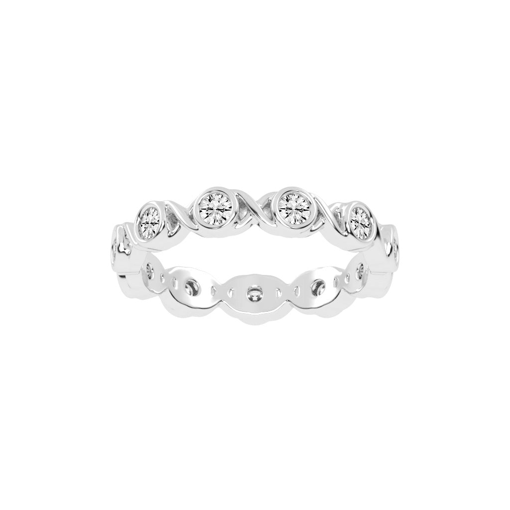Birthstone Criss- Cross Round Cut Eternity Lab Diamond Ring