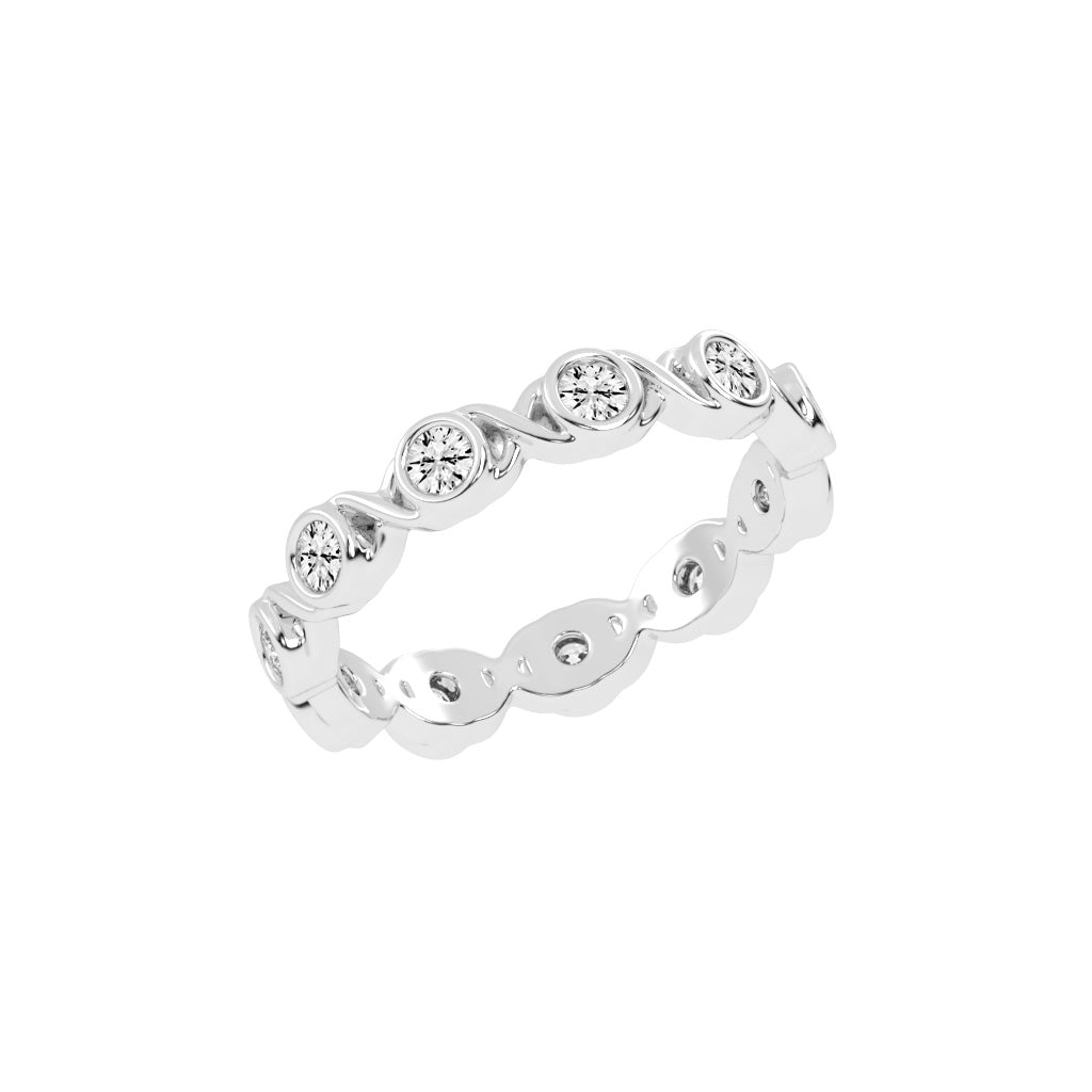 Birthstone Criss Cross Round Cut Eternity Lab Diamond Ring