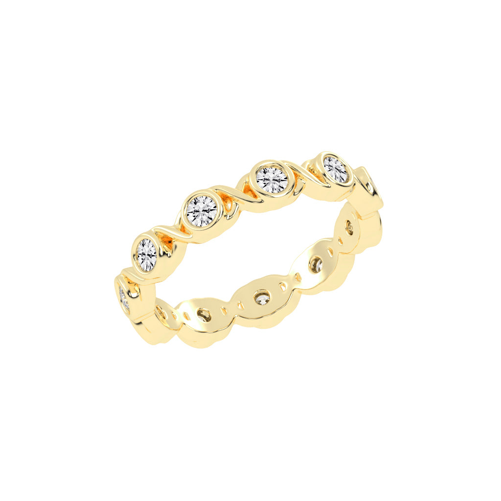 Birthstone Criss Cross Round Cut Eternity Lab Diamond Ring