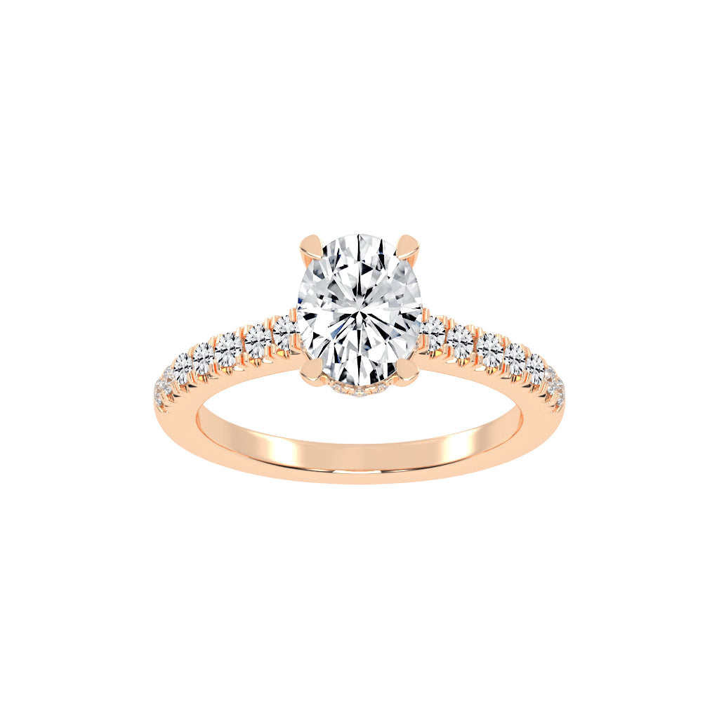 Valrivia Standard Oval Cut Side Stone Lab Diamond Ring