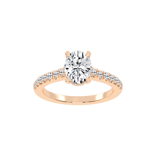 Valrivia Standard Oval Cut Side Stone Lab Diamond Ring