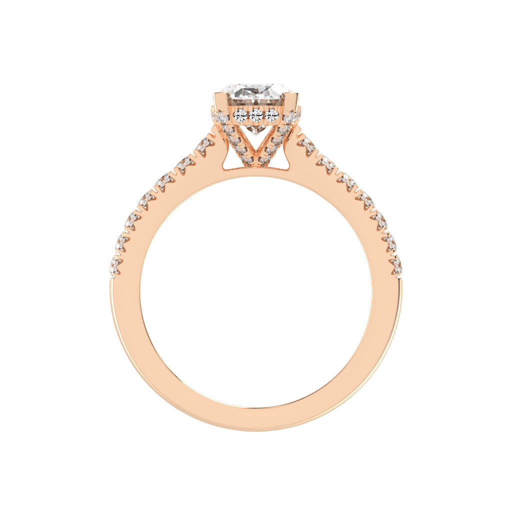 Valrivia Standard Oval Cut Side Stone Lab Diamond Ring