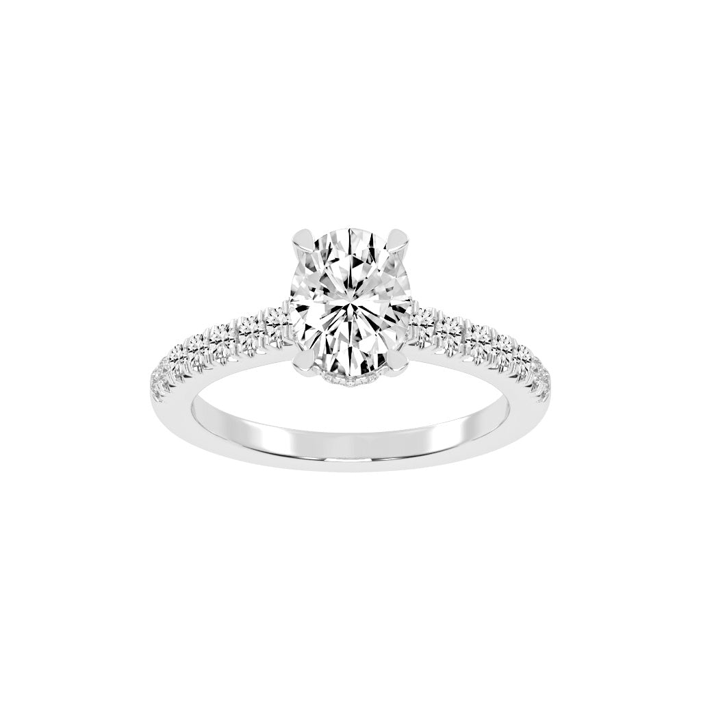 Valrivia Standard Oval Cut Side Stone Lab Diamond Ring