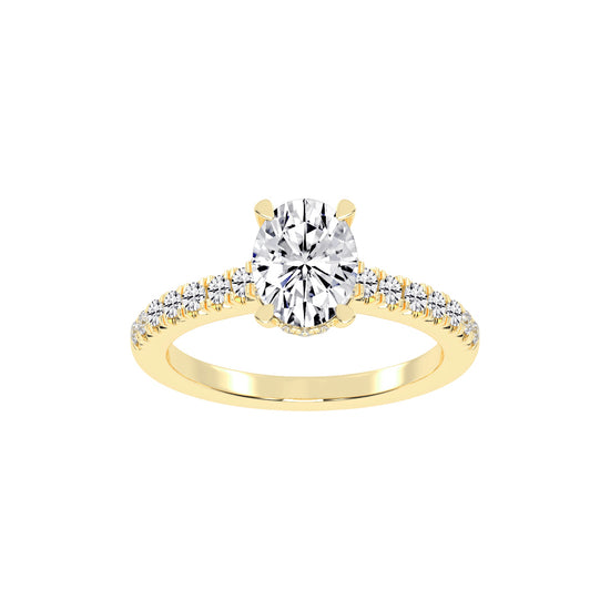 Valrivia Standard Oval Cut Side Stone Lab Diamond Ring