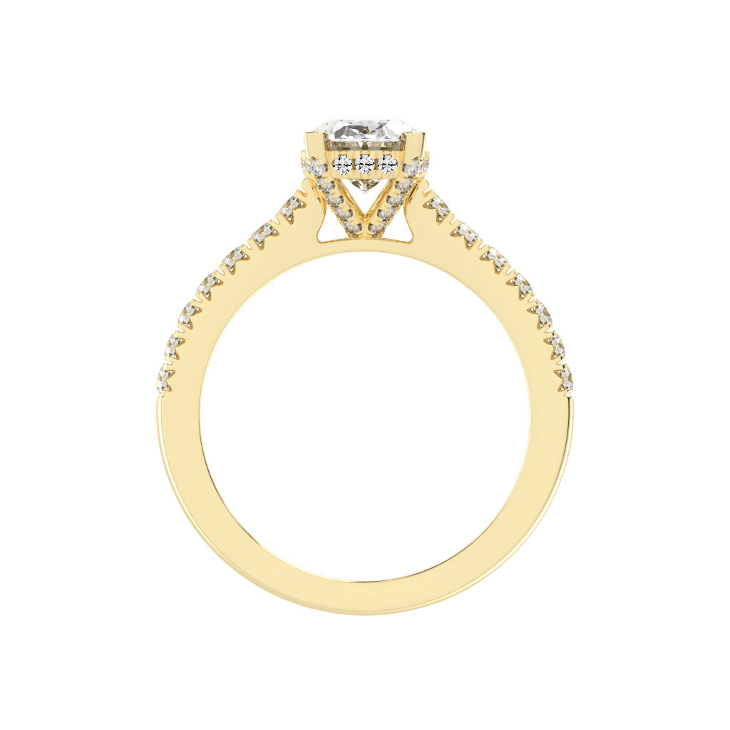 Valrivia Standard Oval Cut Side Stone Lab Diamond Ring