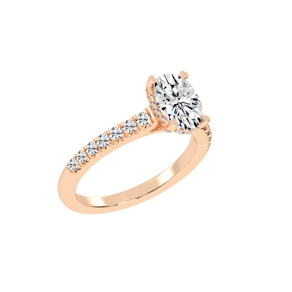 Valrivia Standard Oval Cut Side Stone Lab Diamond Ring