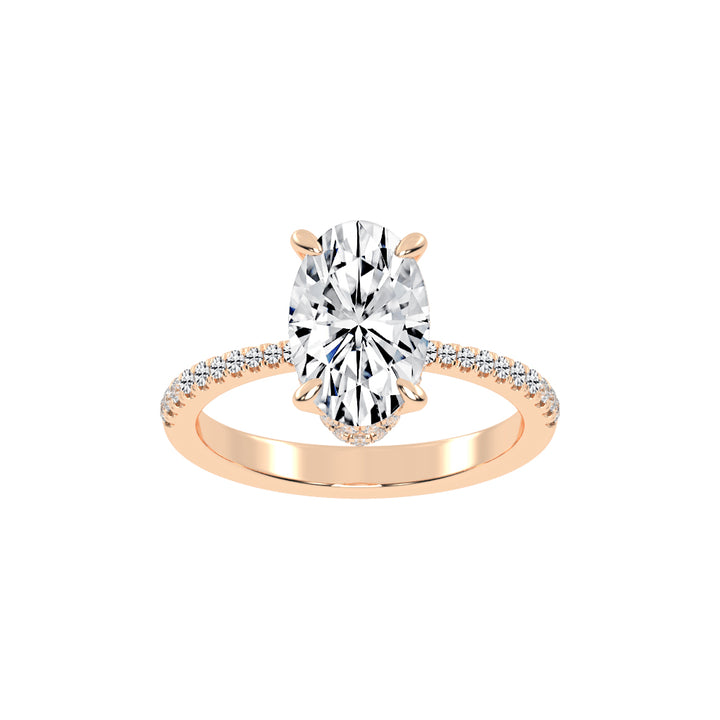 Exquisida Oval Cut Side Stone Lab Diamond Ring