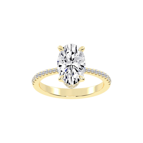 Exquisida Oval Cut Side Stone Lab Diamond Ring