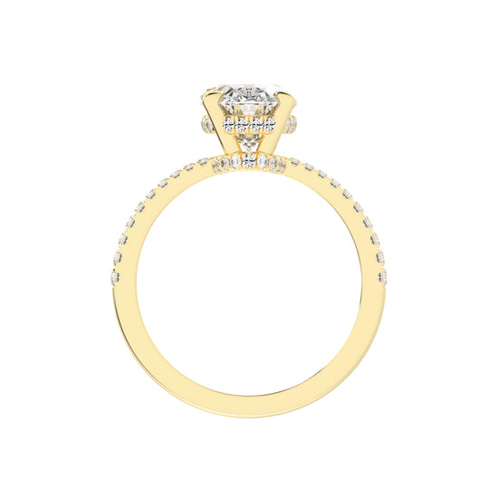Exquisida Oval Cut Side Stone Lab Diamond Ring