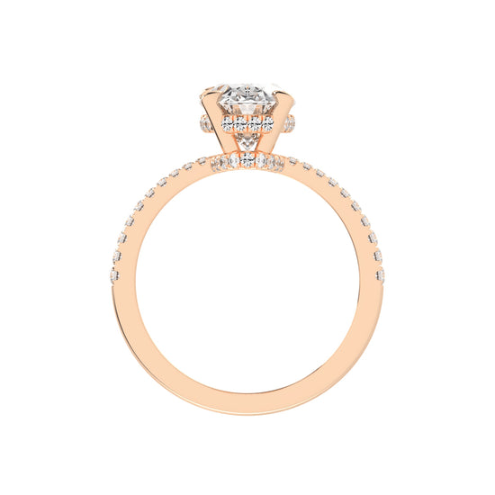 Exquisida Oval Cut Side Stone Lab Diamond Ring