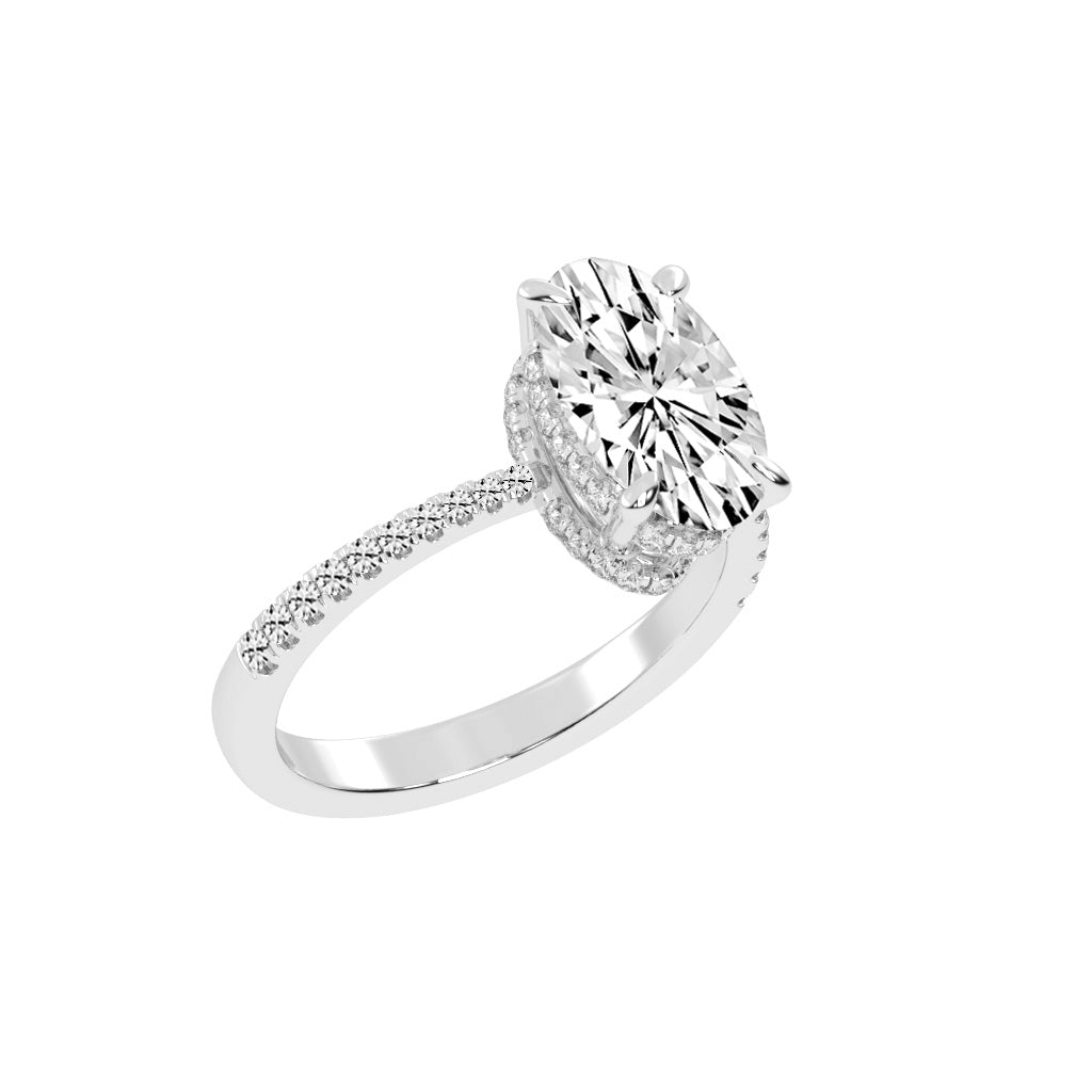 Exquisida Oval Cut Side Stone Lab Diamond Ring