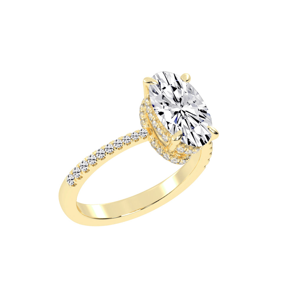 Exquisida Oval Cut Side Stone Lab Diamond Ring