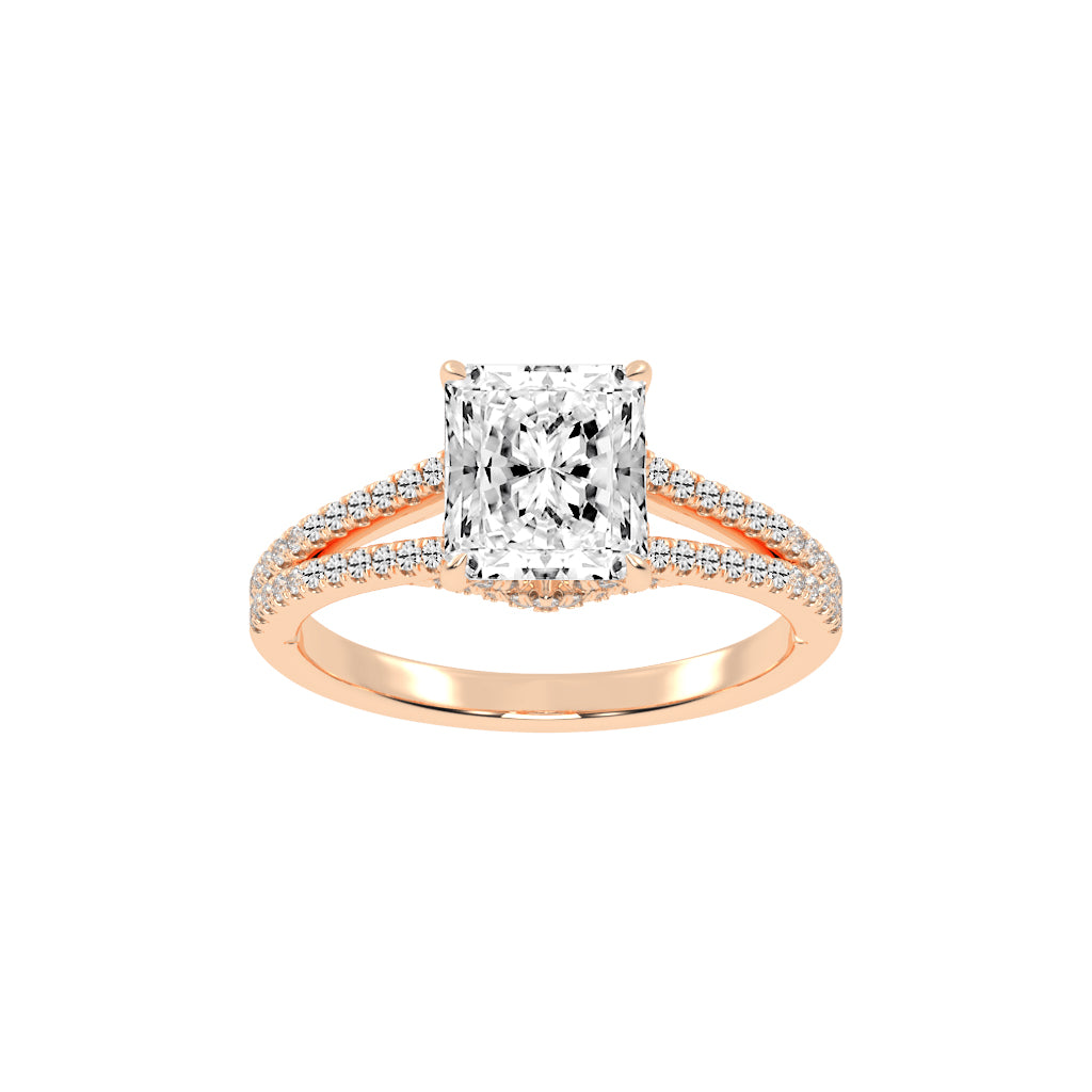 Gemerra Split Shank Radiant Cut Classic Lab Diamond Ring