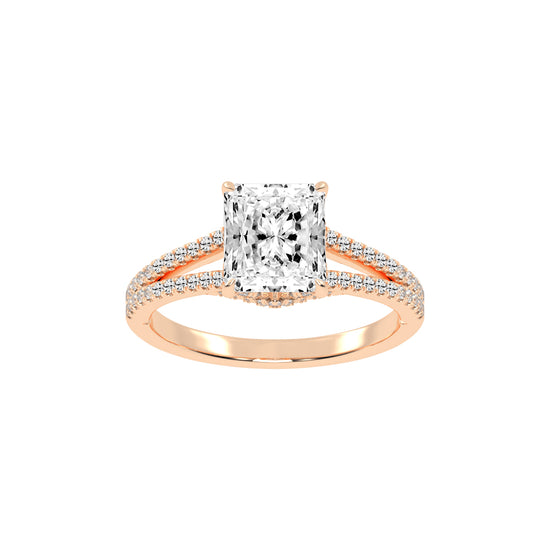 Gemerra Split Shank Radiant Cut Classic Lab Diamond Ring