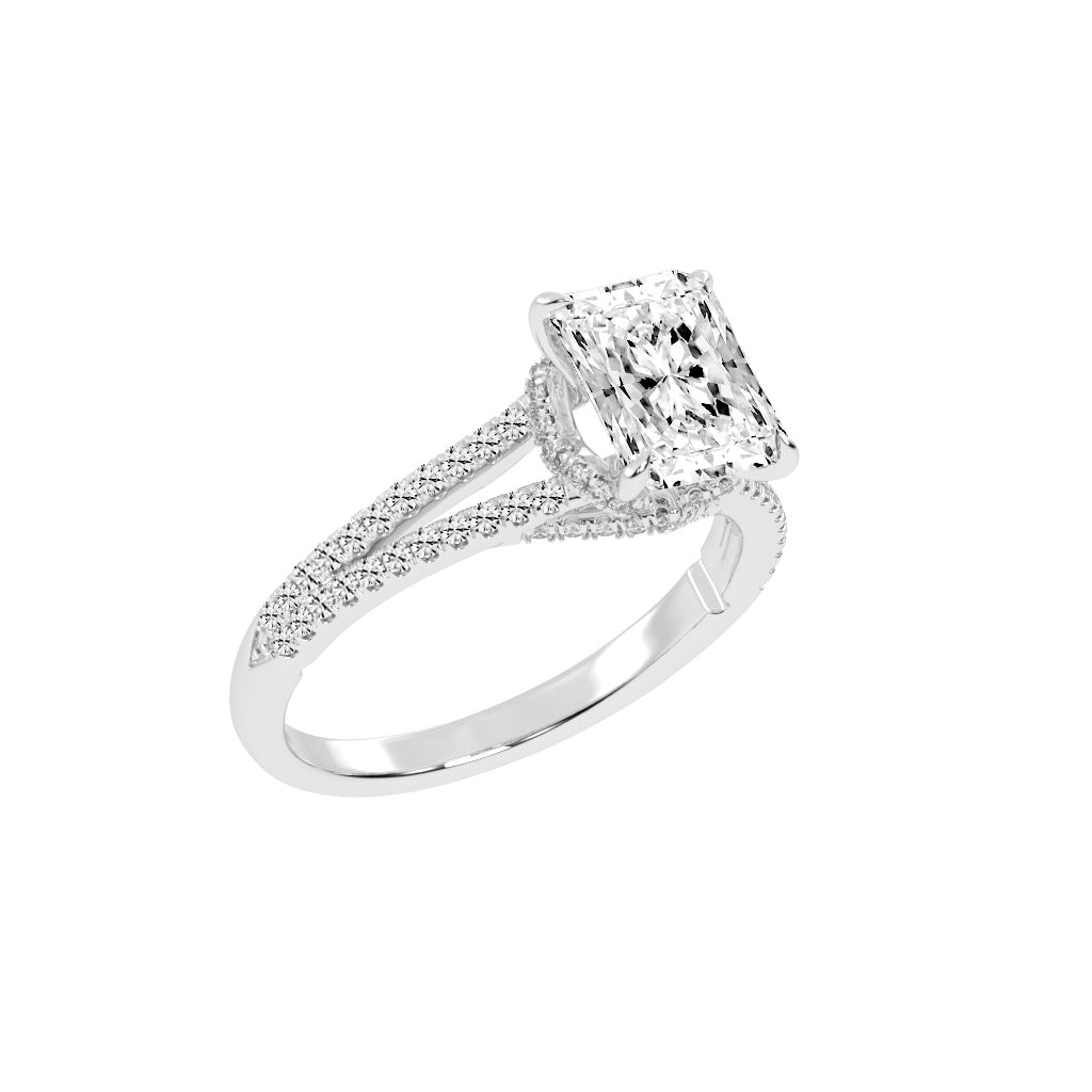 Gemerra Split Shank Radiant Cut Classic Lab Diamond Ring
