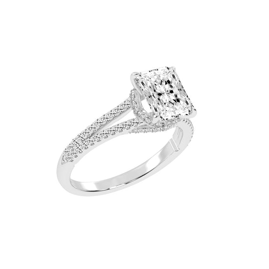 Gemerra Split Shank Radiant Cut Classic Lab Diamond Ring