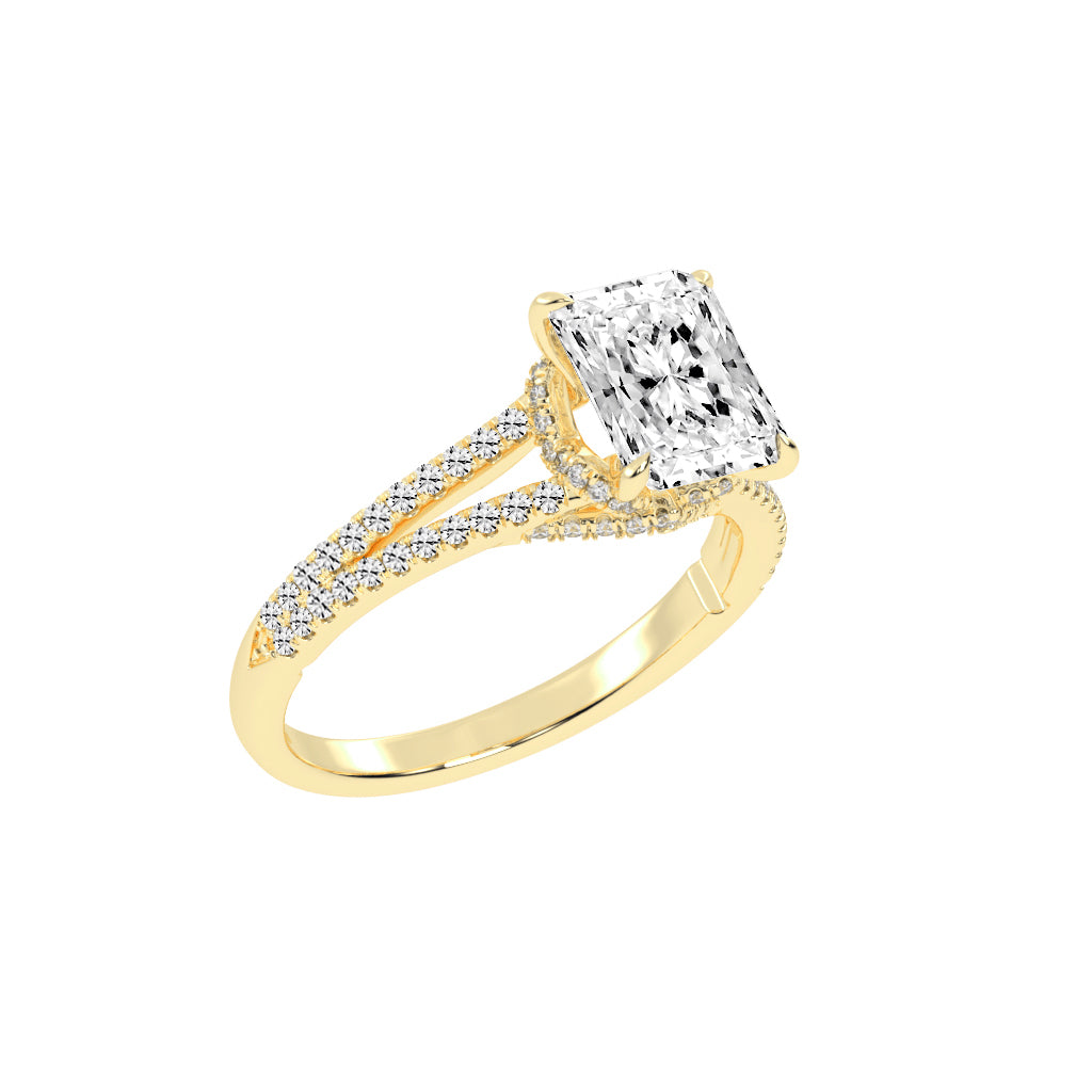 Gemerra Split Shank Radiant Cut Classic Lab Diamond Ring