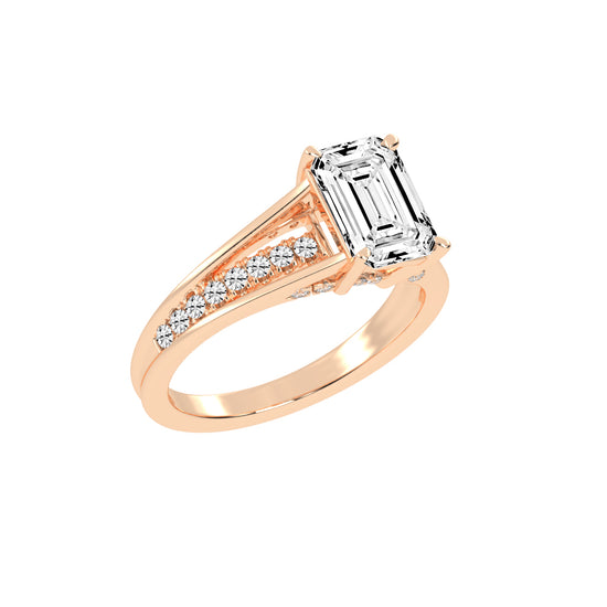 Lumireve Split Shank Emerald Cut Classic Lab Diamond Ring