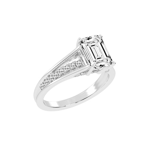 Lumireve Split Shank Emerald Cut Classic Lab Diamond Ring