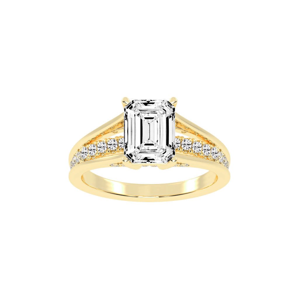 Lumireve Split Shank Emerald Cut Classic Lab Diamond Ring