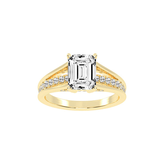Lumireve Split Shank Emerald Cut Classic Lab Diamond Ring