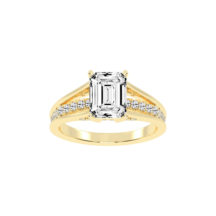 Lumireve Split Shank Emerald Cut Classic Lab Diamond Ring