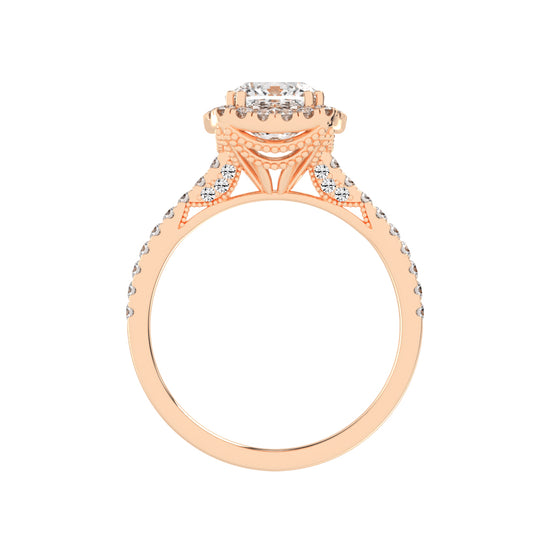 Halorelle Emerald Cut Halo Lab Diamond Ring