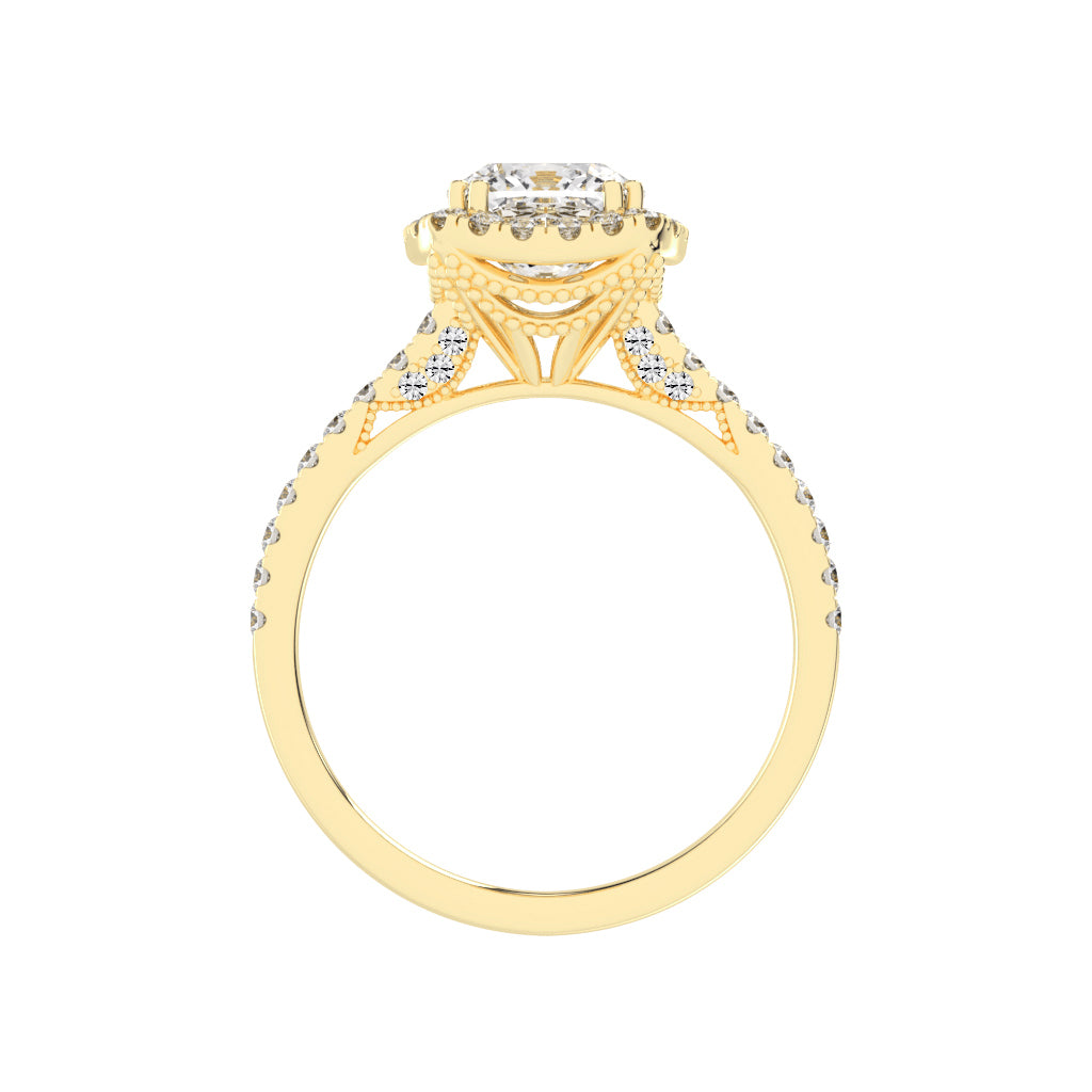 Halorelle Emerald Cut Halo Lab Diamond Ring