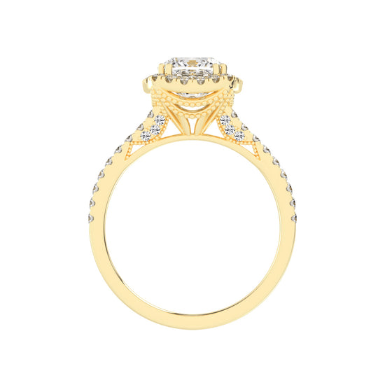 Halorelle Emerald Cut Halo Lab Diamond Ring
