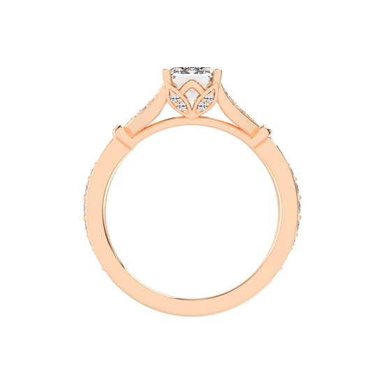 Crystenva Criss-Cross Emerald Cut Side Stone Lab Diamond Ring